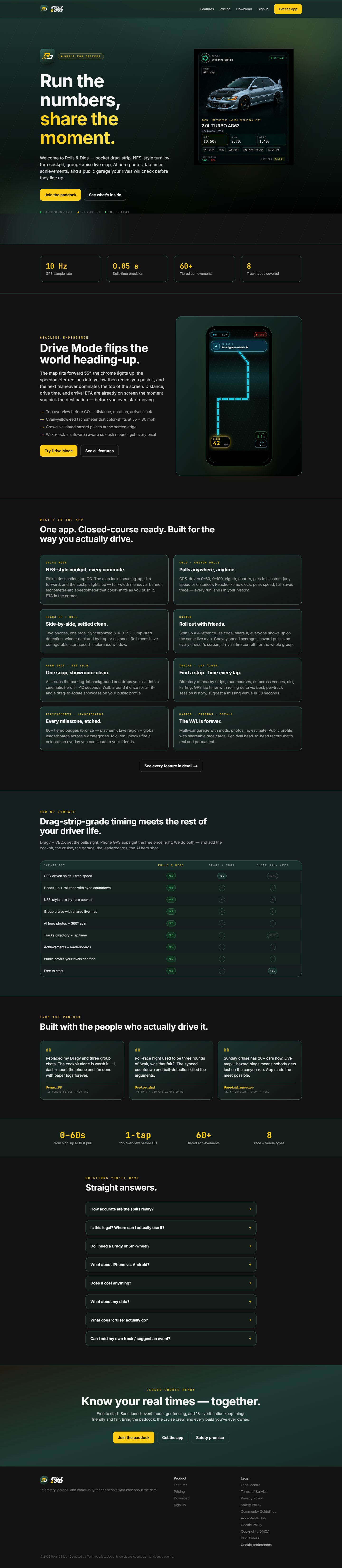 Rolls & Digs landing page